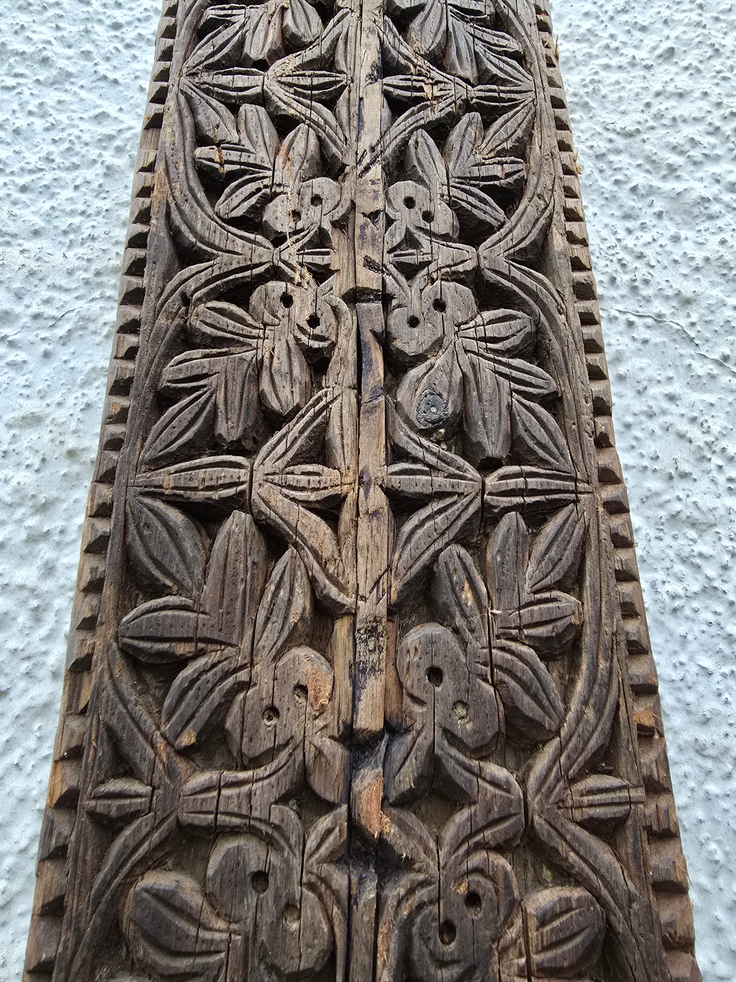 Antique Hand Carved Swat Valley Wooden Pillars – Pair of Architectural Salvage Posts