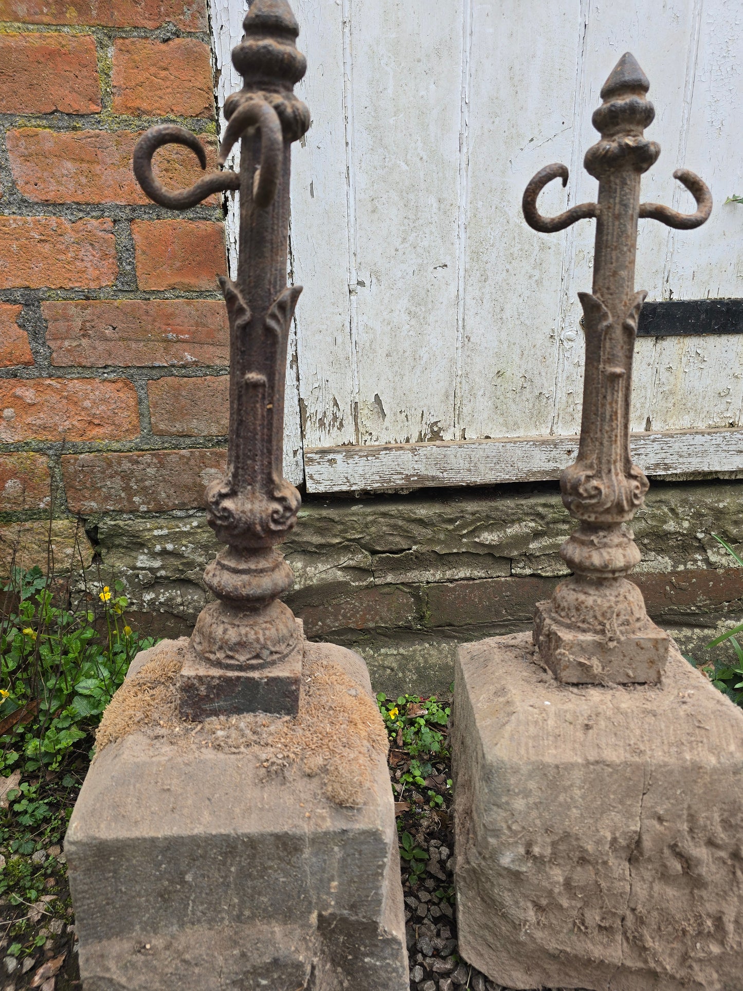 Pair of Victorian Cast Iron Estate Chain Barrier Posts