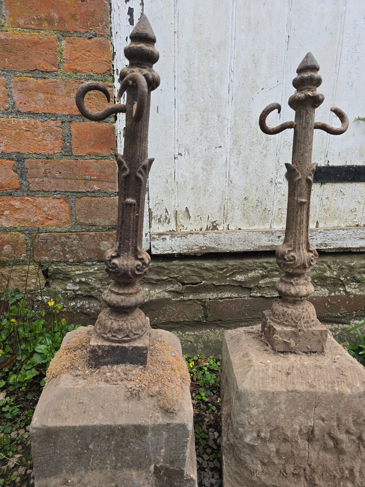 Pair of Victorian Cast Iron Estate Chain Barrier Posts