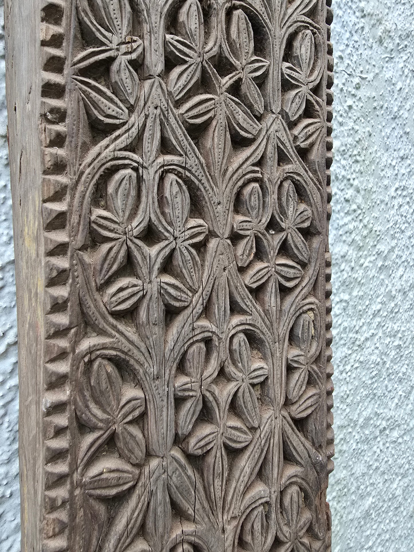Antique Hand Carved Swat Valley Wooden Pillars – Pair of Architectural Salvage Posts