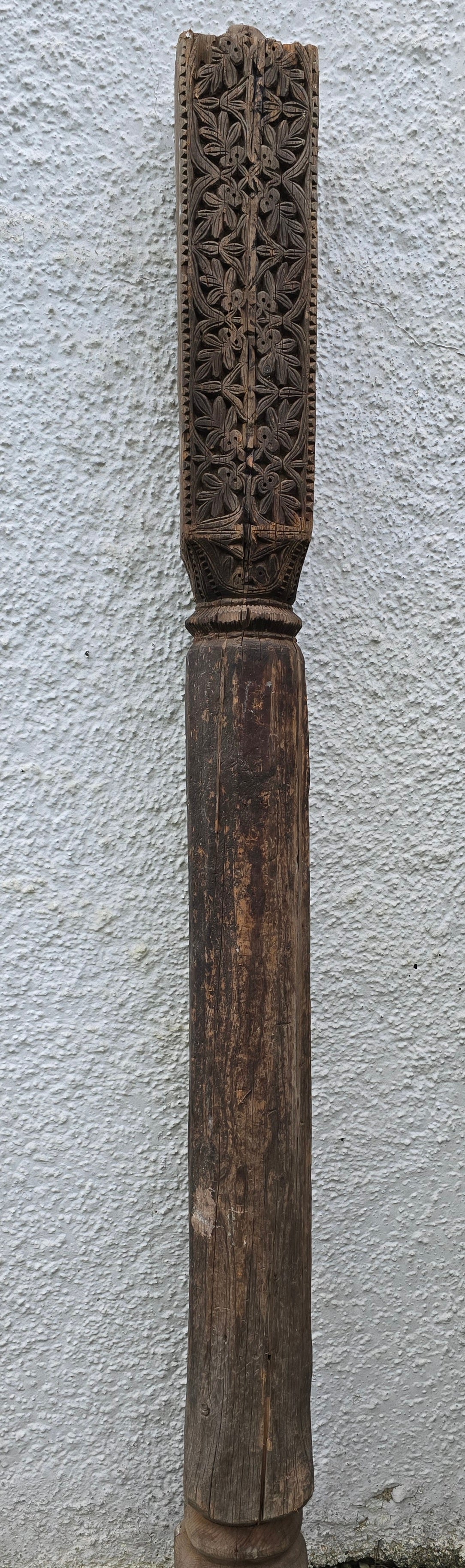 Antique Hand Carved Swat Valley Wooden Pillars – Pair of Architectural Salvage Posts