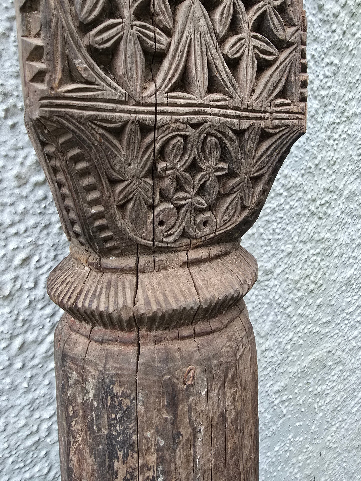 Antique Hand Carved Swat Valley Wooden Pillars – Pair of Architectural Salvage Posts