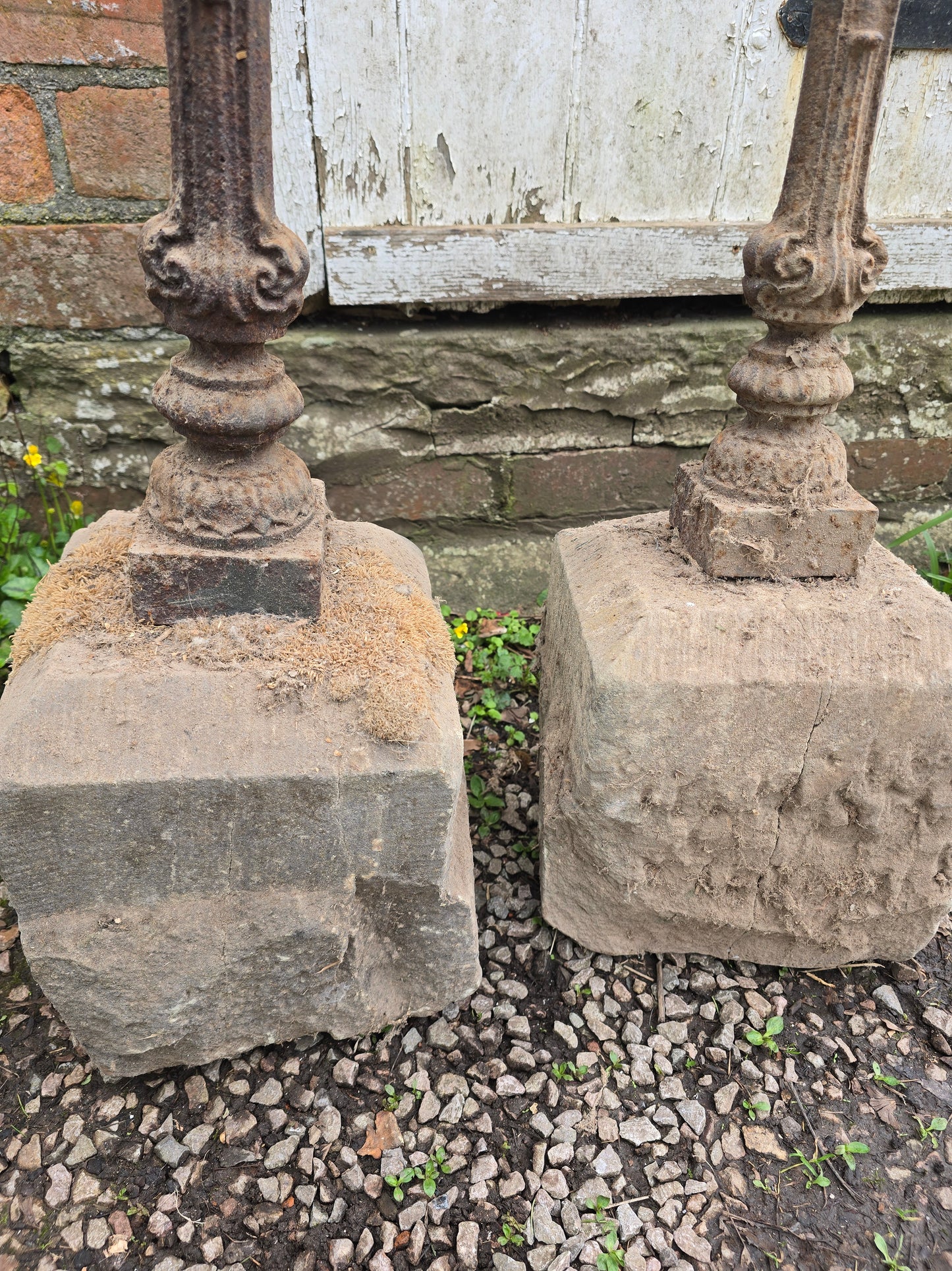Pair of Victorian Cast Iron Estate Chain Barrier Posts