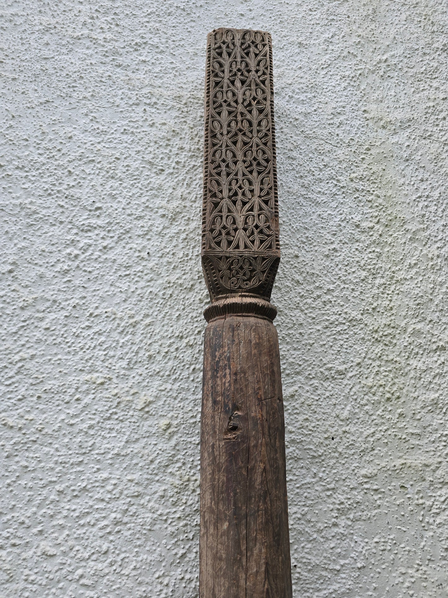 Antique Hand Carved Swat Valley Wooden Pillars – Pair of Architectural Salvage Posts