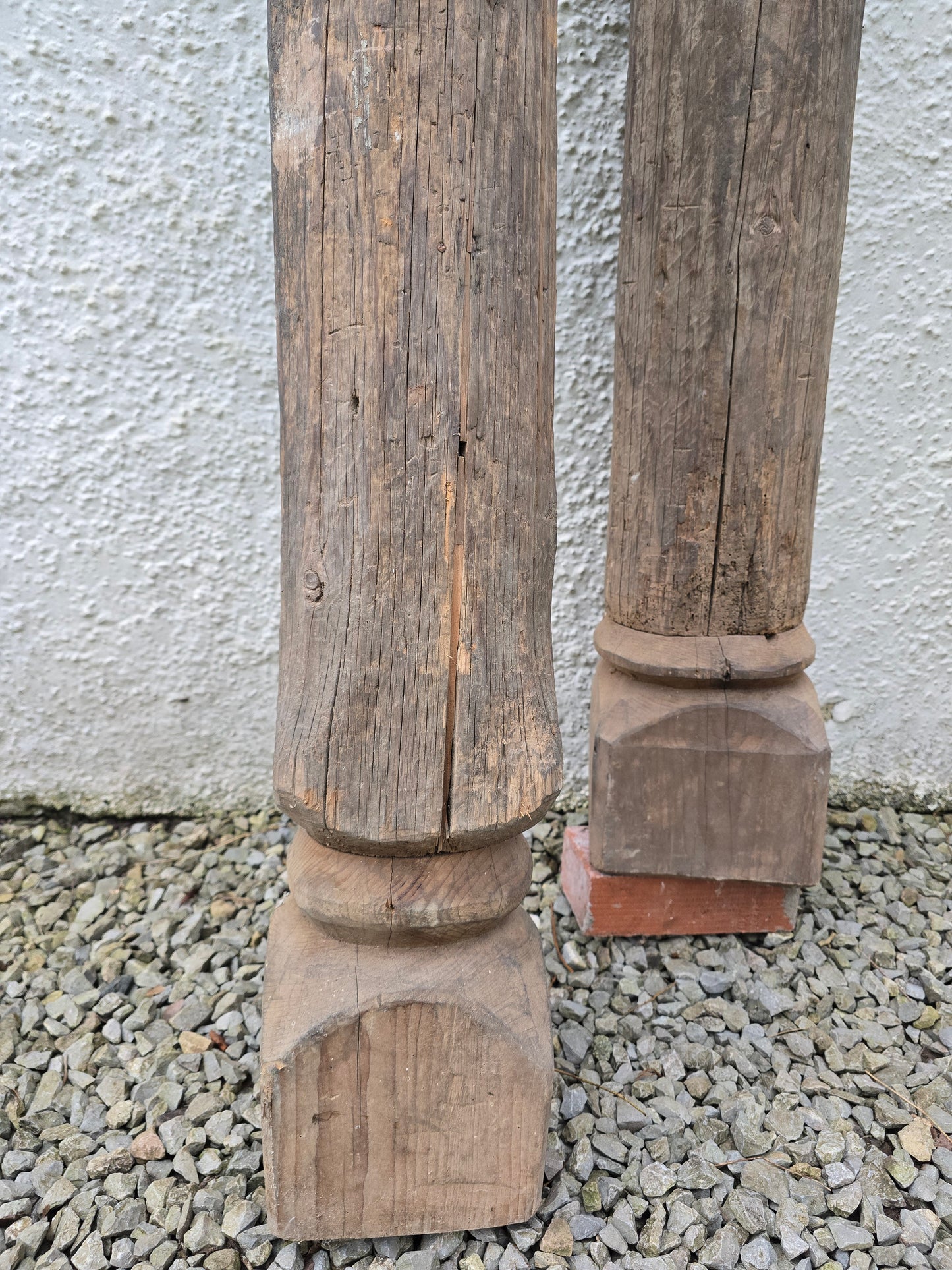Antique Hand Carved Swat Valley Wooden Pillars – Pair of Architectural Salvage Posts