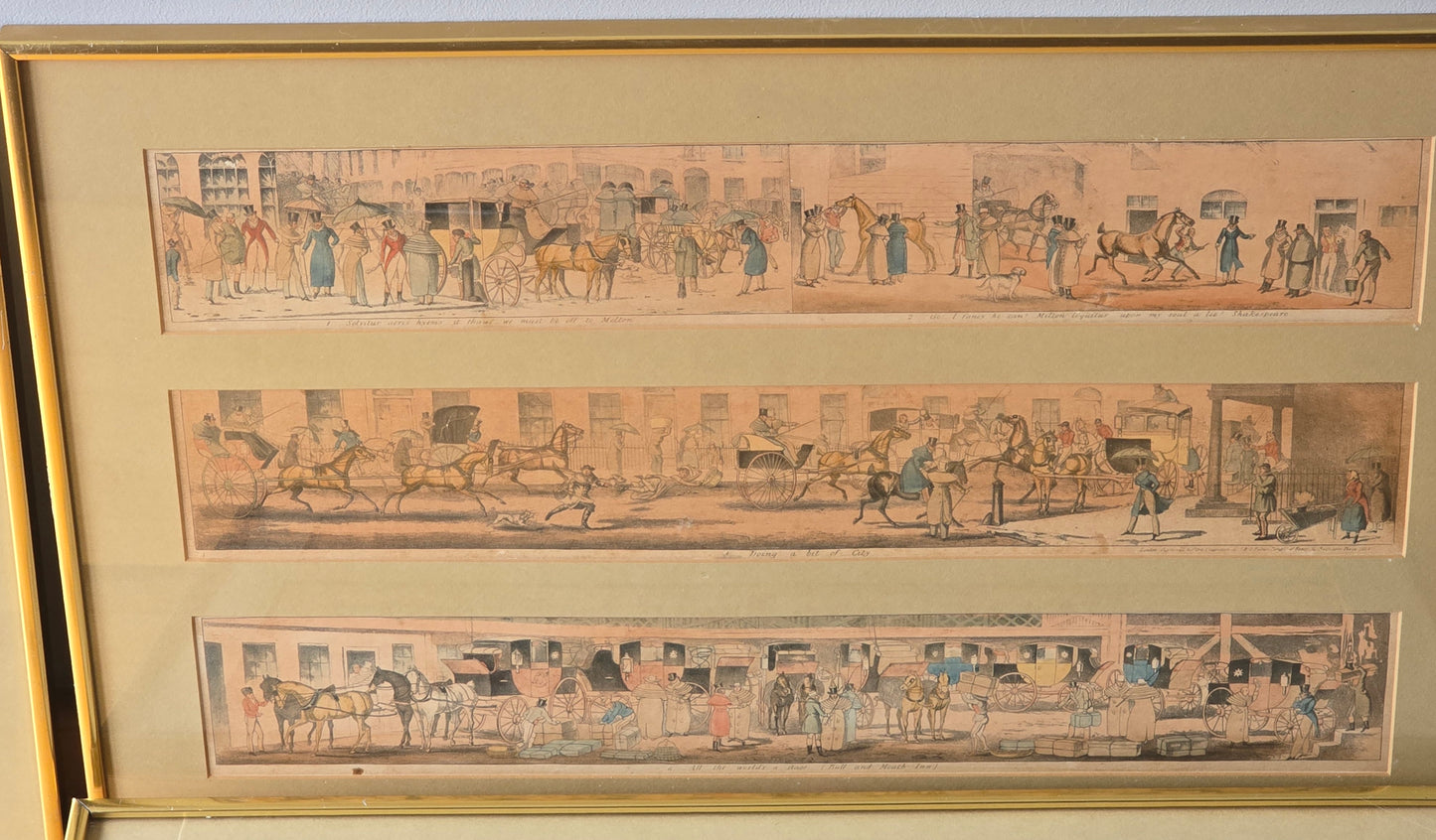 Set of Four Early 19th Century Fox Hunting Coaching Prints – Published by S. & J. Fuller, London