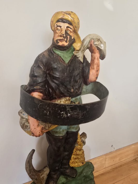 Victorian Cast Iron Fisherman Umbrella Stand – Polychrome Painted Hall Stand